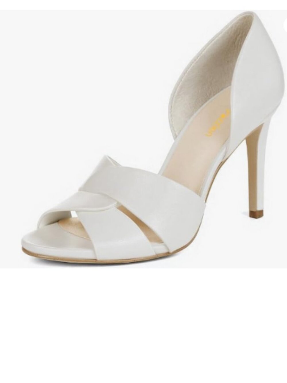 Pazzion White Sexy Open Toe High Heeled D'Orsay Pump Slip On Two Piece Sandal